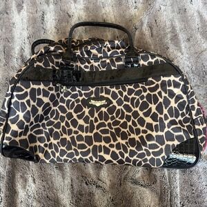 Kathy Van Zeeland Rolling Wheeled Duffle Bag Carry On Weekender Boho Bag Animal